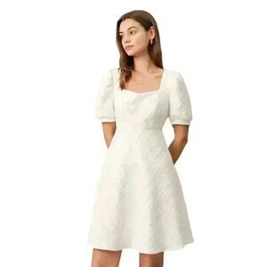 Rihoas Women's Off White Poly The Argyle Embossed Mini Dress NEW